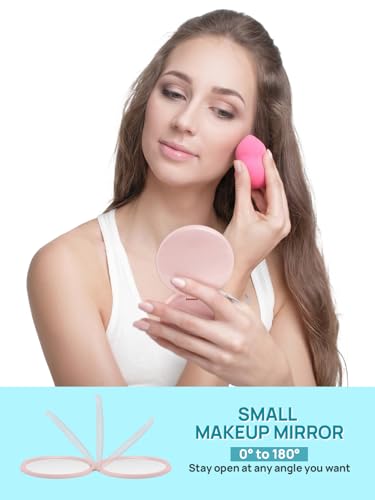 Macaki 1x/40x Compact Magnifying Mirror for Travel and Makeup, 3 in, Pink - color: Pink