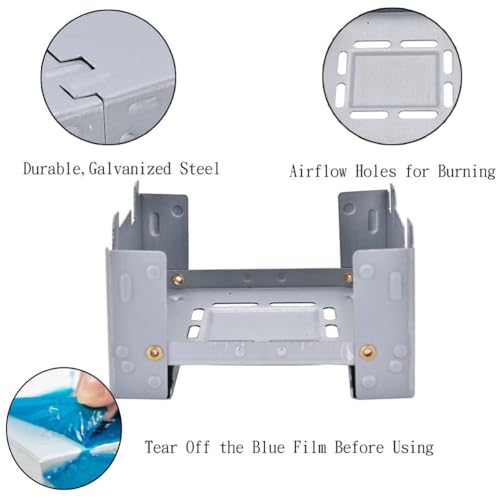 2Pcs Folding Portable Stove for Solid Fuel - Windproof Camping Burner for Outdoor Hiking, Backpacking & Survival (3.86x2.95x1.97in)‌