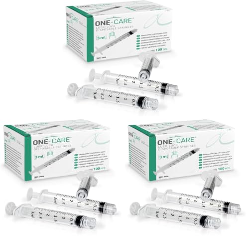 ONE-CARE 3ml Luer-Lock Syringes, Sterile, 100/bx Blister-Packed Syringes 3cc (Pack of 3) - size: 3ml (Pack of 3)