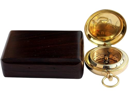 Brass Compass Gift – Push Button Compass Keepsake Gift for Son, Boys, Men, Graduation Gift, Birthday Gift Idea, Inspirational Motivational Gift for Him, Unique Gift Idea, Collectible Desk Decor - style: Brass Compass Gift – Classic Edition 1