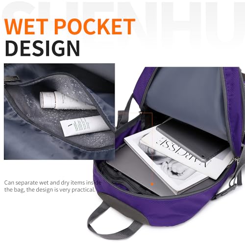 40L Hiking Backpack Lightweight Daypack Waterproof Travel Camping Backpack for Men Women Sport Packable - color: A6-purple