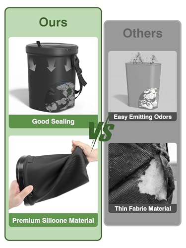 Garoopion Soft Silicone Car Trash Can 1.9 Gallon with Leakproof Design - color: Black