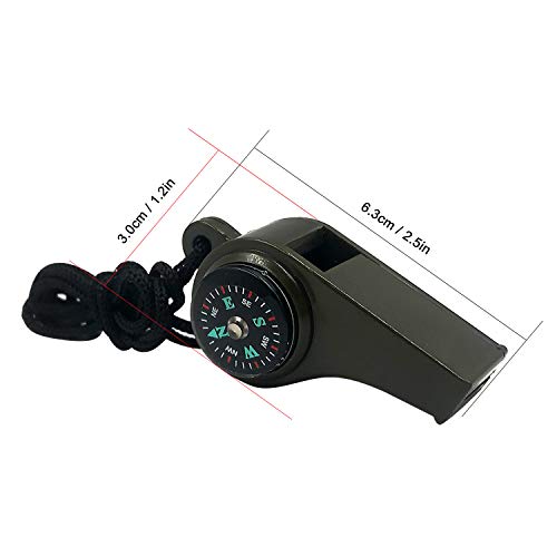 2 Pack Emergency Survival Whistle, 3-in-1 Emergency Whistles with Compass and Thermometer, Loud Safety Whistle with Lanyard for Outdoor Hiking - color: GREEN-4