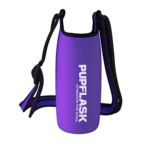Tuff Pupper PupFlask Insulated Neoprene Dog Water Bottle Holder Sling with Wide Adjustable Shoulder Strap, Great for Travel, Walking, Hiking, Portable Pet Water Bottle Holder (40 OZ, Ultra Violet) - color: Ultra Violet, size: 40 OZ