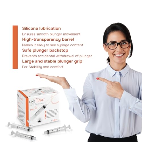 MediVena ONE-CARE 5ml Luer-Lock Syringes, Sterile, 100/bx Blister-Packed Syringes 5cc (Pack of 2) - size: 5ml (Pack of 2)