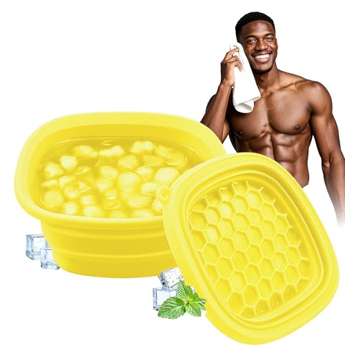 Face Bowl for Ice - Ice Face Plunge Bowl Collapsible, Silicone Facial Tub for Cold Water Therapy, Large Portable Ice Bath Basin for Skin Tightening, Puffiness Relief, Dunking and Rejuvenation (Yellow) - size: Yellow