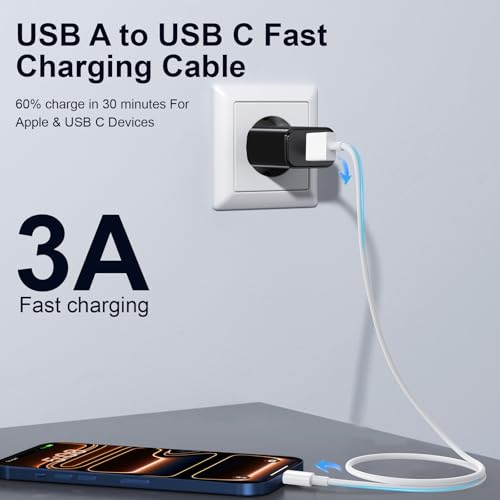 3FT USB A to USB C Cable, 3Pack Type C Charger Cord for iPhone 17/16/15 - size: 3FT