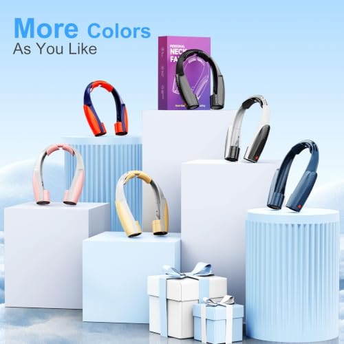 Portable Neck Fan with 6 Powerful Speeds, 8000mAh Battery Rechargeable Fan - color: Black