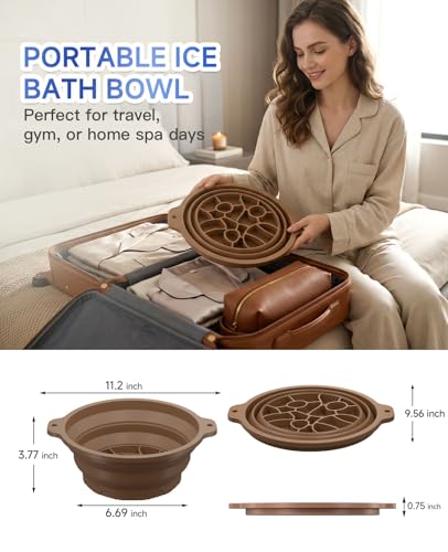 Ice Face Bowl with Built-in Ice Tray, Collapsible Silicone Facial Ice Bath Bowl for Cold Plunge Therapy, Skin Tightening & Acne Relief, Portable Spa Tool for Home & Travel Versatile Use - color: Coffee
