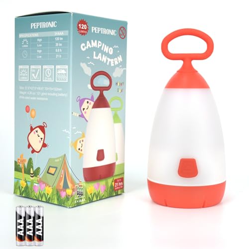 Kids Camping Lantern & Night Light Battery Powered (AAA Included), 360° Eye-Safe Light, IPX4 Waterproof with RGB Modes Portable for Outdoor, Emergency & Bedtime, Gift for Children (Red) - color: Red