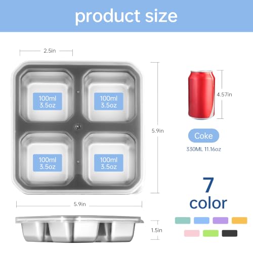 BEFOY 4-Pack Stainless Steel Snack Box, Leak-Proof Bento Lunch Container | Snackle alternative. 4 compartment divided. Meal prep, food storage. Kids, adults. Reusable, stackable. School, picnic travel - color: Gray, size: 2