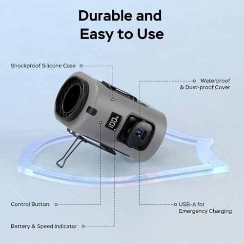 AMACOOL Mini Portable Waist Fan Clip on, 13000RPM Wearable Shirt Belt Fan - color: GRAY