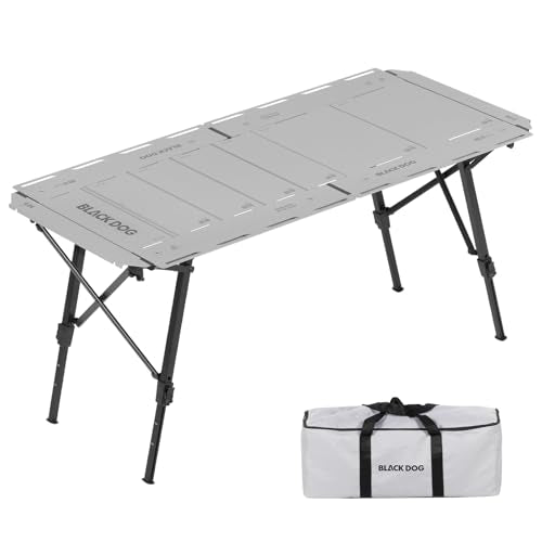 BLACKDOG 4.5U IGT Camping Table, Folding Portable Camp Table, Rock Grey | Adjustable Height，IGT Modular System Compatibility， Aluminum，with Carry Bag，48.8" L x 22.8" W - color: Rock Grey