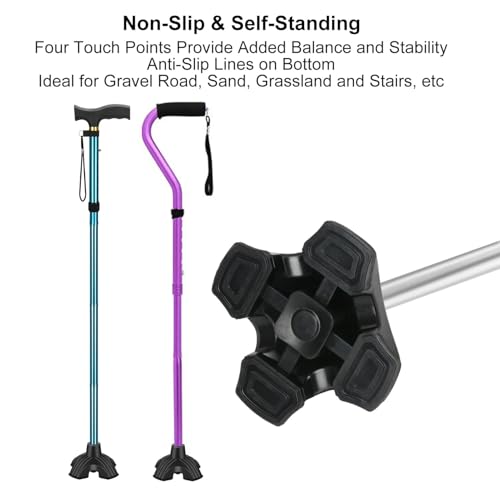 supregear Cane Tip 7/8 inch Heavy Duty - Self Standing Rubber Quad Base | Non-Slip 4 Prong Replacement Foot Pad for Walking Cane - Metal Insert for Enhanced Stability and Comfort, 7/8" I.D - size: 7/8 Inch