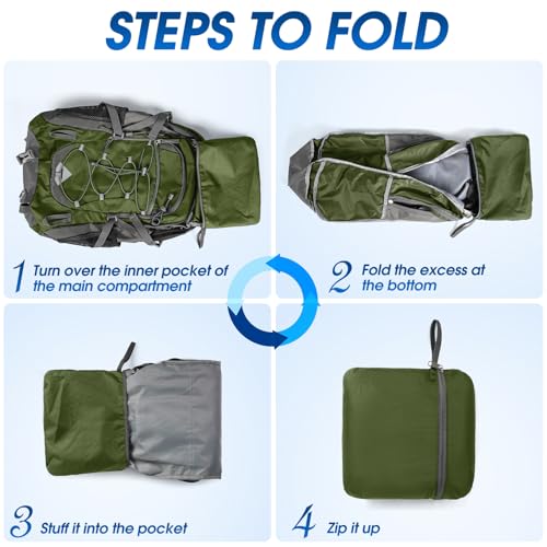 IGOLUMON Hiking Backpack 40L Packable Lightweight Camping Daypack Men Women | Multi-compartment storage Water-resistant Foldable Nylon Material Hiking Day pack for Camping Cycling Outdoor - color: Army Green