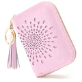 APHISON RFID Credit Card Holder Zipper Card Case Keychain Small Wallet for Women 1ZIP-LIGHT-PINK - color: A-LIGHT-PINK（single zip）