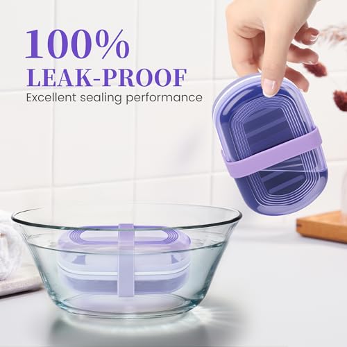 Leakproof Travel Soap Case with Lid | Draining Soap Bar Holder & Dish with Silicone Strap | Includes Mesh Soap Bag | for Shower, Bathroom, Camping, Gym (Grape Purple) - color: Grape Purple Style a