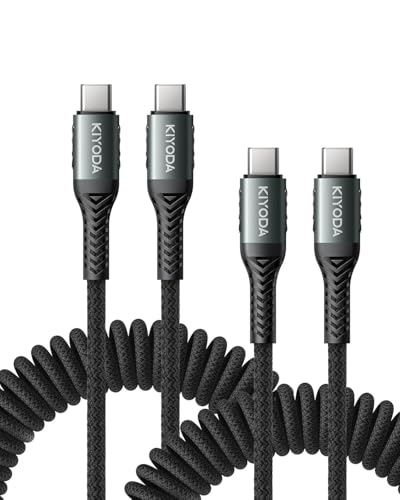 USB C to USB C Cable Coiled 6FT 2Pack, Braided Type C Charger for Car-Black | 66W Fast Charging Cord Compatible with iPhone 17 16 15, iPad, Samsung Galaxy, Google Pixel, Moto, TCL Phones - color: Black, size: 6FT - 2Pack, style: USB C to USB C