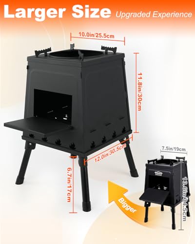 Portable Wood Stove Folding Twig Stove for Backpacking Camping Cooking - color: Black, size: Large