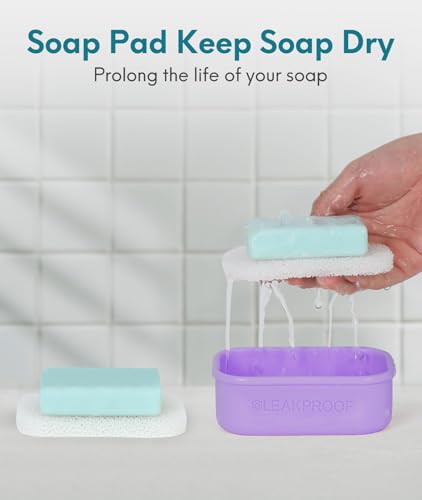 Quatish Large Leakproof Travel Soap Case, Solid Shampoo Bar Holder, Silicone Soap Box with Draining Layer, Enhanced Soap Container, Suitable for Camping, Gym, Bathroom, Outdoor Essentials, Purple - color: Purple, size: Large
