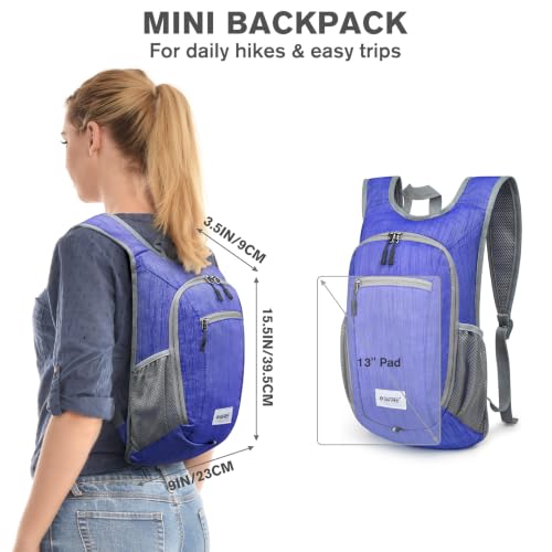 G4Free 10L/15L Hiking Backpack Lightweight Packable Hiking Daypack Small Travel Outdoor Foldable Shoulder Bag - color: Blue, size: 10L