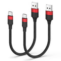 Short USB to USB C Cable, 2 Pack USB C Cable 1ft, Braided 12 inch Short USBC Cable 3A Fast Charging for iPhone 17 16 15 Pro Max, Samsung Galaxy S25 S24 S23, Pxiel 10 9 - size: 1 FT