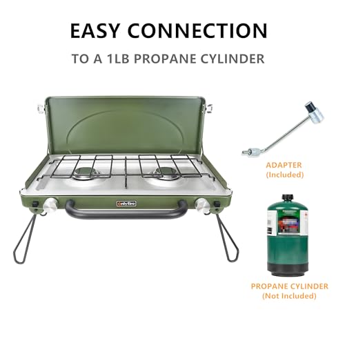 Portable Camping Gas Stove 2-Burner - color: Green