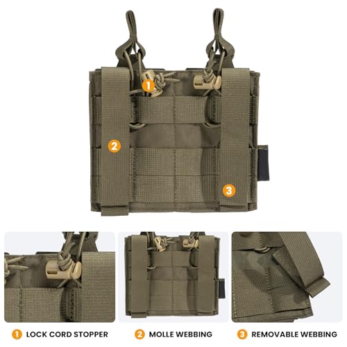 EXCELLENT ELITE SPANKER Tactical Open-Top Single/Double/Triple Molle Mag Pouch for Pistol Mag Pouch Tactical Bag Accessories Holder - color: Double-Ranger Green