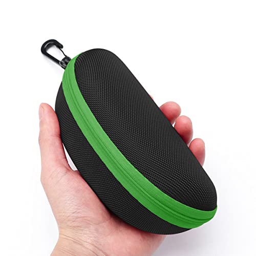 3pcs Zipper Hard Shell Sunglasses Case and Eyeglasses Case Portable Travel Glasses Case with Plastic Hook - color: Green