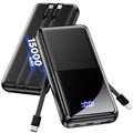 CFIAI Portable Charger 15000mAh Slim Power Bank with Built in Cables | 22.5W Fast Charge, Travel Essential, 50% Larger Capacity USB C Battery Pack for iPhone Samsung Google Android, Black - color: Jet