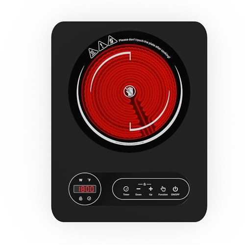 Single Burner Electric Cooktop 1800W,110V Electric Stove Top Burner | Portable Stove with LED Touch Control 10 Power Level, Hot Plate with Child Safety Lock, Timer and Overheat protection - size: Single Electric Cooktop