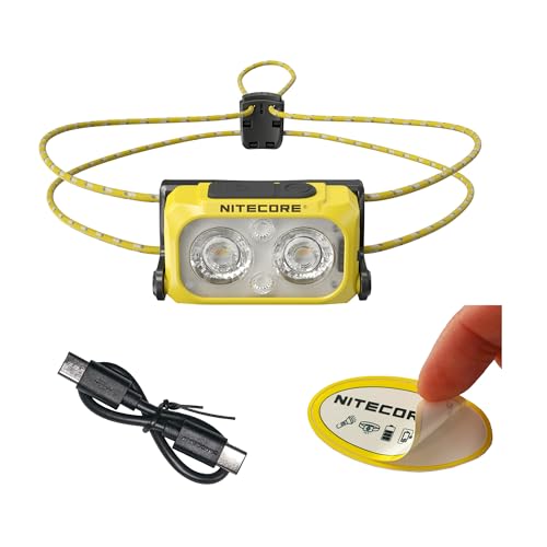 Nitecore NU25 400 UL Ultra Lightweight Headlamp, 400 Lumen USB-C Rechargeable for Backpacking, Camping and Running (MCT Yellow) - color: MCT Yellow