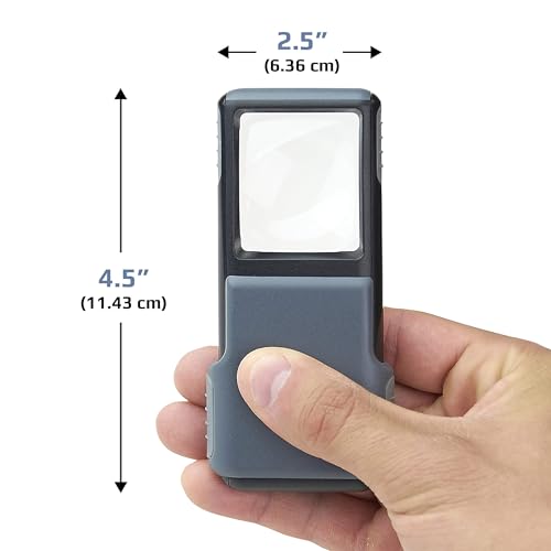 Carson MiniBrite 5x LED Lighted Slide Out Pocket Magnifying Glass | Aspheric Lens Handheld Magnifier with Built-In Sliding Protective Case - Set of 4 (PO-55MU) - size: Pack of 4