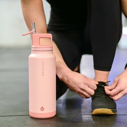 GROSCHE Alpine Flip N Sip Insulated Bottle with Straw Lid, Rose Pink, 40 oz - color: Rose Pink, size: 40 Ounces