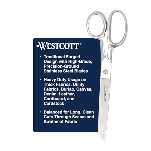 Westcott 9in Forged Classic Fabric and Paper Scissors, Heavy Duty, Knife-Edge for Sewing, Tailoring, General Arts and Crafts, Office - size: 9-Inch Straight
