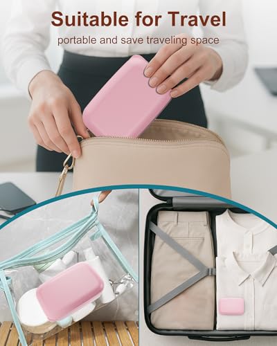 Quatish Leakproof Large Soap Dish with Lid & Draining Layer, Shatterproof Travel Bar Soap Holder Case Container, Portable Travel Size Toiletries Essentials for Camping, Gym, Bathroom, Pink - color: Pink, size: Large
