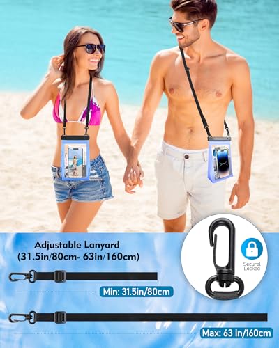 Large Waterproof Phone Pouch, Floating Dry Bag for iPhone 15 14 13 12 11 Pro Max Galaxy S22 S21 Waterproof Bag Sunscreen Glasses Storage Universal Dry Pouch for Swimming Rafting Boating - color: Clear Blue, Extra Large Opening 5.9''