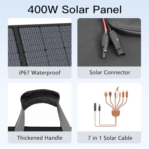 400W Portable Solar Panel Foldable Solar Charger for Power Station - size: 400W