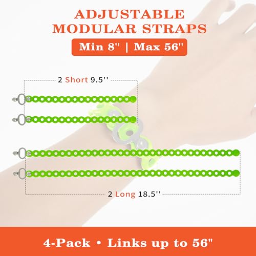 Modular Straps(9.5", 18.5"), Flexible Multi-Tool, Organize, Bundle | 4-Pack Wearable Gear Gadget to Organize, Secure, Bundle, Hang & Carry, for Adventure, Survival, Camping, Travel, EDC - color: Green-G