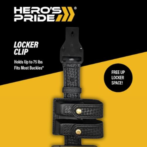 Hero's Pride Heavy Duty Locker Clip - Designed to Organize Duty Belts, Keys, and Tactical Gear - 75 lb Capacity - Fits Most Belt Buckles - Maximize Locker Space for Law Enforcement