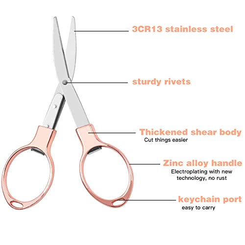 Mini Folding Scissors (Rose Gold Stainless Steel) Safe, Durable, and Portable for Travel, Outdoor Activities, Office, and School Use - color: 1pcs Rose Gold