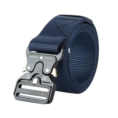 Warsong Tactical Belt, Nylon Web Belt, Quick-Release Metal Buckle - color: Blue, size: Length size: 50" - 54"
