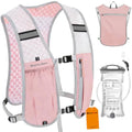 Running Vest Hydration Backpack for Men Women, Lightweight Breathable Hydration Packs, Adjustable Chest Straps Daypack, Reflective Water Running Vest for Marathon, Trail, Hiking, Cycling - color: Pink