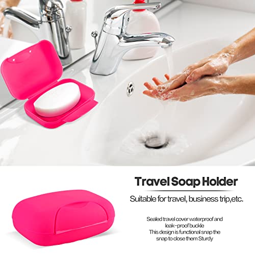 2 Pcs Plastic Soap Case Holder Container Box Home Outdoor Hiking Camping Travel Rose - color: Rose