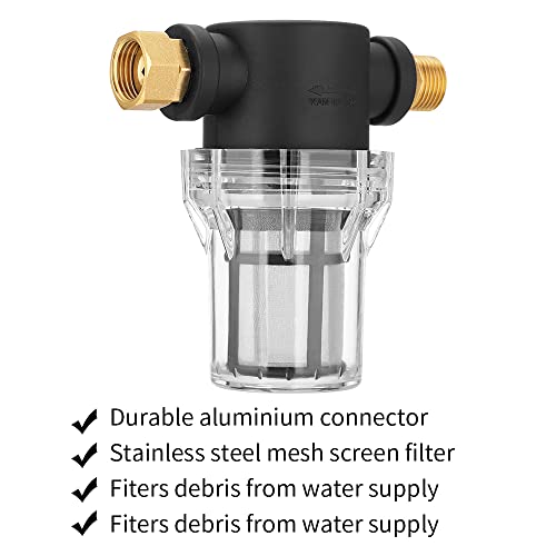 Garden Sediment Filter Premium Leakproof 3/4" Raw Water Strainer for Pressure Washer Inlet and Transfer Pump with 80 Mesh Screen