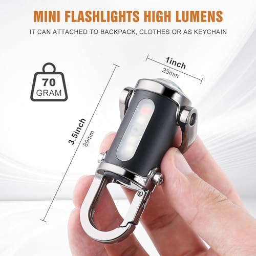 EDC Rechargeable Keychain Flashlight 800L Mini Portable Flash Light - color: Black, size: 1Pack