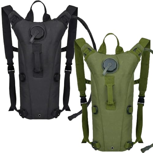 Running Hydration Vest Pack Tactical 3L Water Bladder Backpack Bag for Cycling Marathon Hiking Daypack Men & Women - color: Black & Green