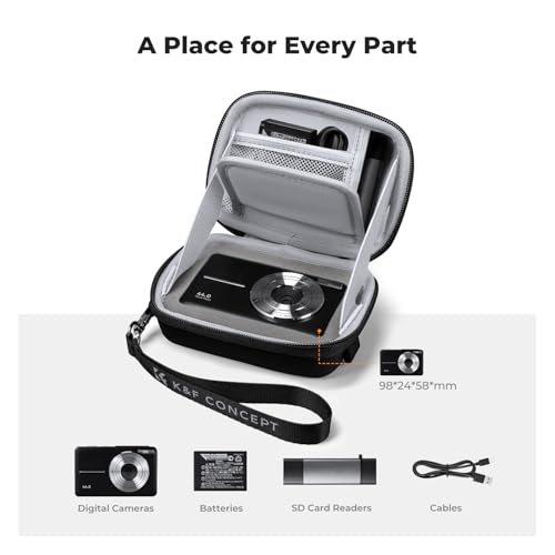 K&F CONCEPT Carrying Case for Digital Camera | Small Hard Shell Protective Case, Compatible with CAMKORY, for Kodak Pixpro FZ55/FZ45,for Canon PowerShot (Case Only), BE01 - color: Black
