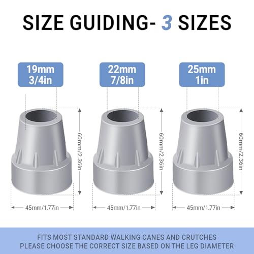 Crutch Tips 7/8 Inch Upgrade Heavy Duty Rubber Crutch Accessories Replacement Rubber Cane Tips, 2-Pack - color: Grey-2 Pcs