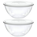 PLASTICPRO Disposable 48 Ounce Round Crystal Clear Bowls with Lids Pack of 2 Sets - size: 48 OUNCE